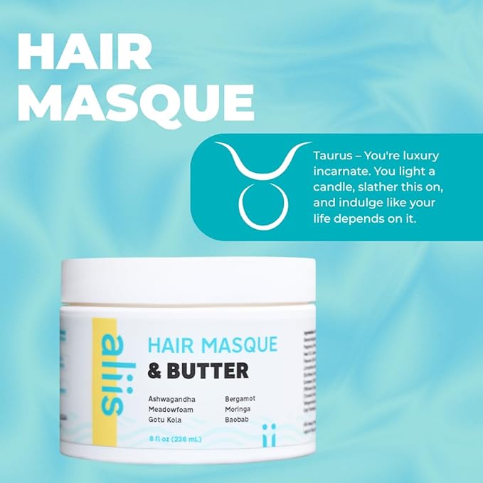 ALIIS Hair Masque & Butter – Deep Moisture Treatment for Dry, Damaged, or Frizzy Hair | Restorative, Plant-based, Color-Safe Hair Mask | Sulfate-Free | 8 oz