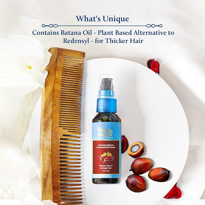 Blue Nectar Batana Hair Serum for Fuller & Thicker Hair | Plant Based Alternate to Redensyl | Advanced Hair Growth Serum for Dry & Frizzy Hair | Hair Moisturizer for Women & Men (18 Herbs, 1.6Oz)