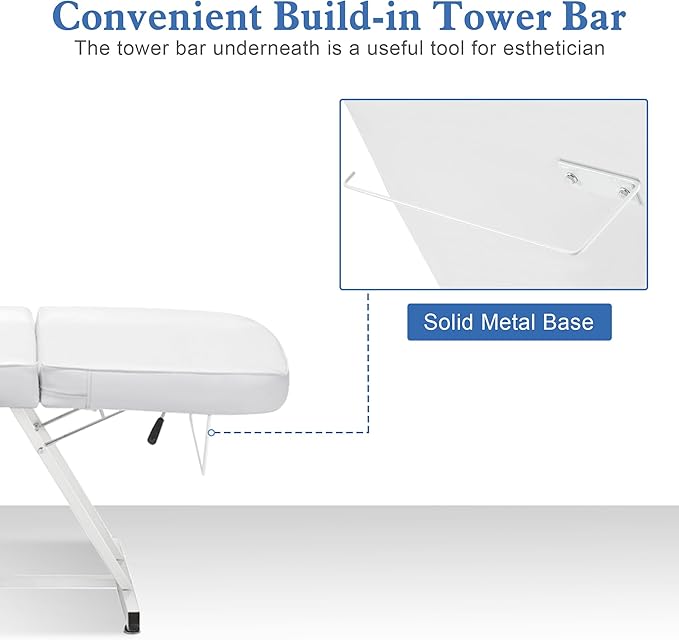 BarberPub Adjustable Tattoo Chair, 72 inches Tattoo Table, Multi-Purpose Facial Chair for Client, Esthetician Bed 0015 (White)