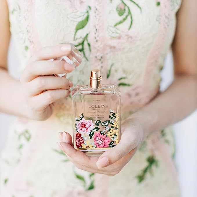 LOLLIA Always in Rose Eau de Parfum, 3.4 fl. oz., Rose & Hibiscus Beautifully Captivating Perfume for Women, Luxury Floral Scented Cologne Spray for Women