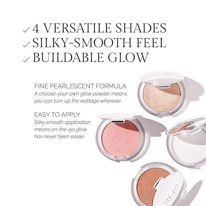 OFIR Pivot Powder | Multi-Use Glow Hydrating Highlight Blush Face Powder | Vegan Formula, Lightweight Buildable Texture | Crease-Free Compact Blush Highlighter | Silver Ice - Pearly White | 0.24 OZ