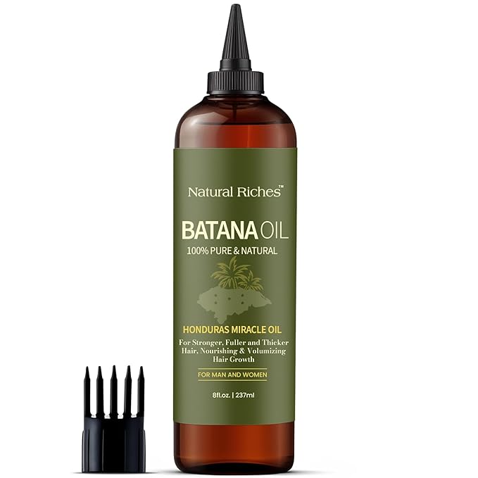 Natural Riches Unrefined Organic Batana Oil, 8 fl oz, 100% Pure & Natural, Cold pressed Honduras Miracle Oil for Hair Growth.