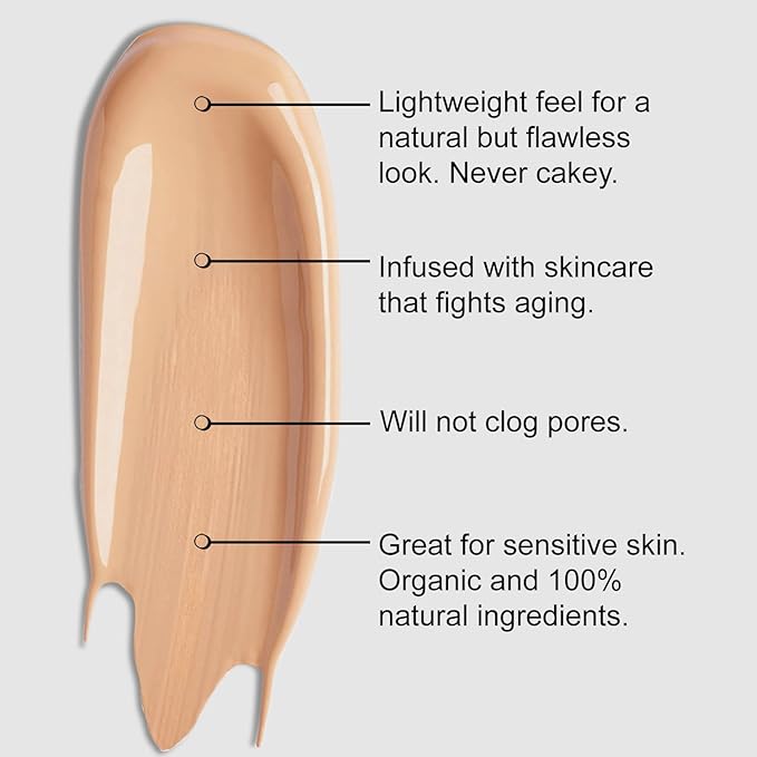 BaeBlu Organic Aloe-Based LUX Liquid Foundation, Natural Vegan Gluten-Free Made in USA, Cappuccino