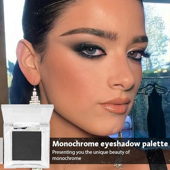 Single Nude Black Matte Eyeshadow,Intense Monochrome Eye Shadow,Apply Makeup Easily,Matte Pressed Powder Single Eyeshadow,24 Hour Eye Makeup Longwear Waterproof