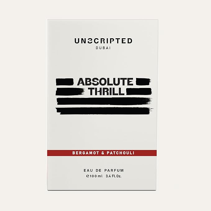 Unscripted Absolute Thrill - Luxury Arabian Cologne for Men - Long Lasting Perfume from Dubai with Bergamot, Patchouli, Cardamom, Musk, Vetiver, Ginger Notes - Arabic Eau de Parfum - 3.4 oz EDP Spray