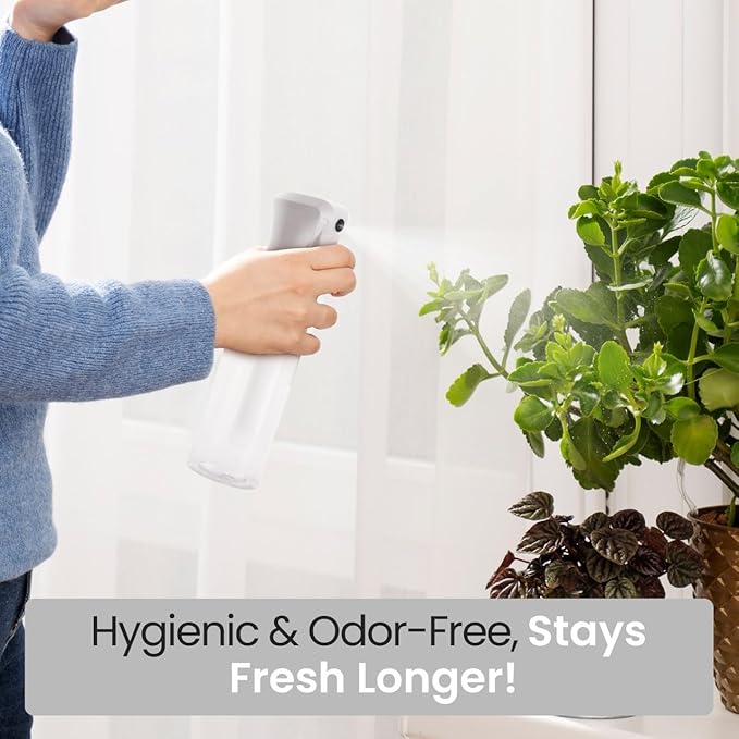 VIGOR PATH Continuous Spray Bottle - Ultra Fine Mist Water Sprayer for Hair, Home Cleaning, Plants, Salons - 200ml / 6.7oz Empty Spray Bottle (Clear)
