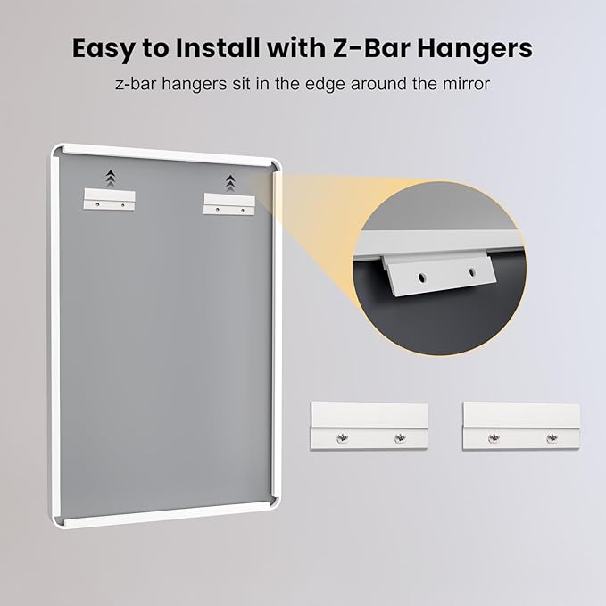 LOAAO 50x30 Inch White Metal Framed Bathroom Mirror for Wall, White Bathroom Vanity Mirror Farmhouse, Large Rounded Rectangle Mirror, Anti-Rust, Tempered Glass, Hangs Horizontally or Vertically