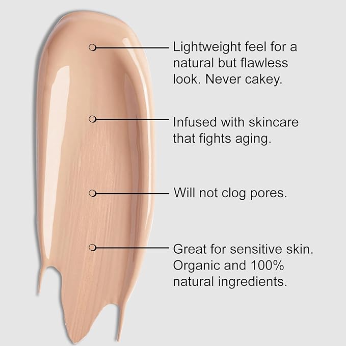 BaeBlu Organic Aloe-Based LUX Liquid Foundation, Natural Vegan Gluten-Free Made in USA, Nutmeg