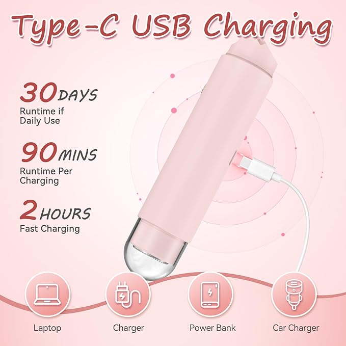 Bikini Trimmer for Women - 2 in 1 Electric Body Hair Trimmer with LED Display, IPX7 Waterproof & Easy to Clean, Cordless Body Shaver for Travel, Replaceable Ceramic Blade Heads, USB Charge Dock(Pink)