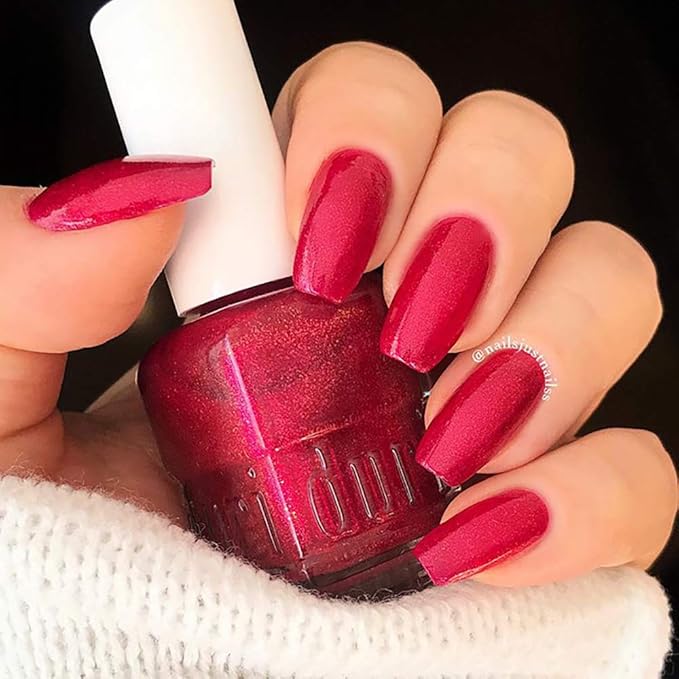 duri Nail Polish, 754 Social Bubble, Red Glitter Shimmer, Full Coverage, 0.45 Fl Oz