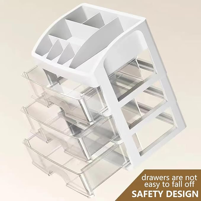 Makeup Organizer with 3 Drawers, Cosmetic Display Cases, Makeup Storage Box (3 Drawers) (white)