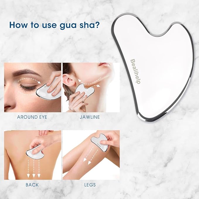 Face Roller and Gua Sha, Stainless Steel Facial Roller and Guasha Tool for Face, Skin Care Roller for Wrinkles and Lifting, Improve Puffiness, Metal Face Massager for Eyes, Neck Tighten