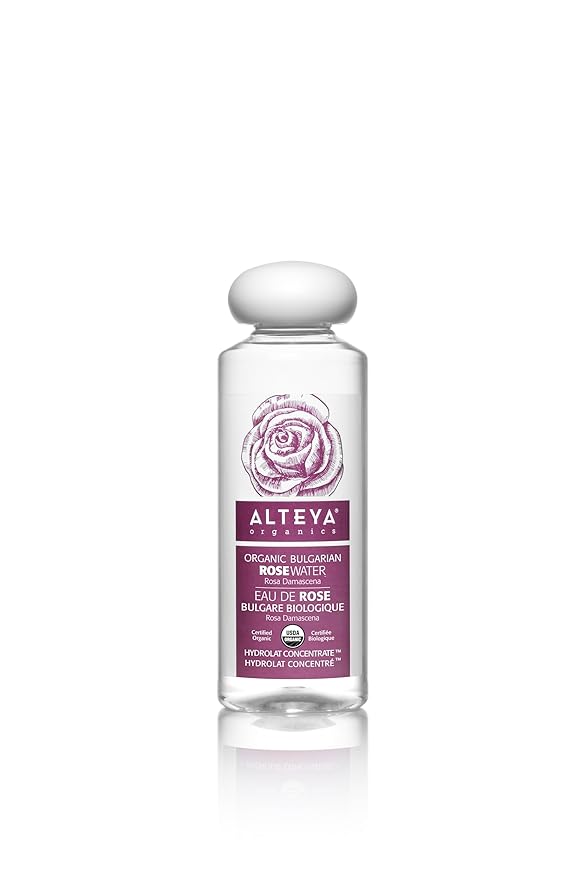 Alteya Organics Rose Water USDA Certified Organic Facial Toner, 8.5 Fl Oz/250mL Pure Bulgarian Rosa Damascena Flower Water, Award-Winning Moisturizer BPA-Free Bottle with Reducer