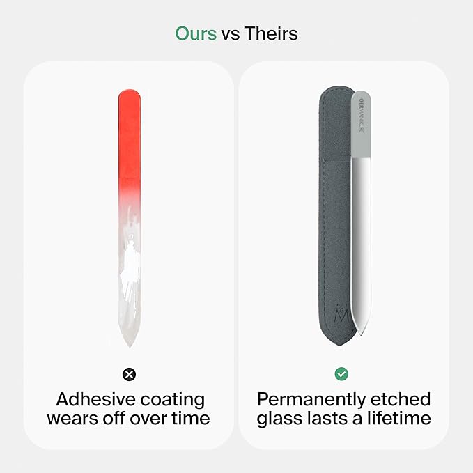GERMANIKURE Glass Nail File in Suede Sleeve - Life is Better at The Beach - Professional Crystal Nail File for Natural Nails - Ideal Manicure & Pedicure Tool for Smooth, Easy Shaping - Nail Care Gift