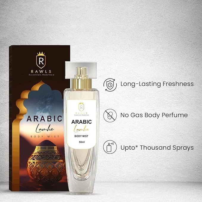 Arabic Lamhe Body Mist for Men & Women, 50ml – Light Long-Lasting Daily Fragrance with Jasmine, Vanilla & Ginger – Paraben-Free 1.69 fl oz