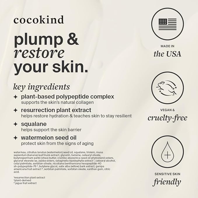 Cocokind Resurrection Polypeptide Cream, Hydrating Face Moisturizer with Peptides and Squalane, Anti Aging Skin Barrier Repair Cream for Dry Skin
