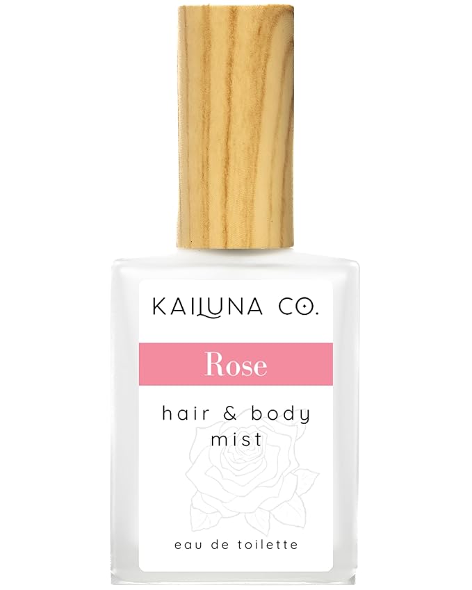 Rose Natural Hair & Body Mist Spray, Pure Essential and Fragrance Oils, Alcohol-Free, Handmade in California, 0.5Fl Oz