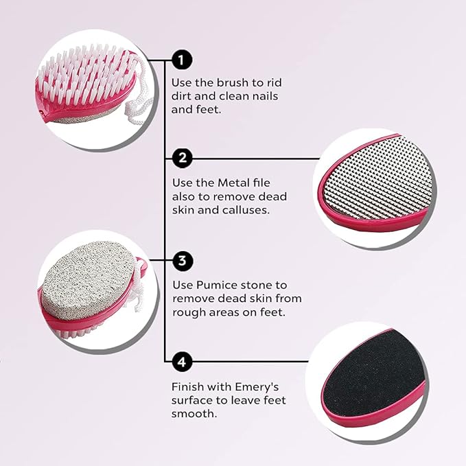 4 in 1 The Pedi Care Stick 4 Sided Pedicure Paddle Metal File and Emery Board Tool with Pumice Stone for Feet by DreamCut