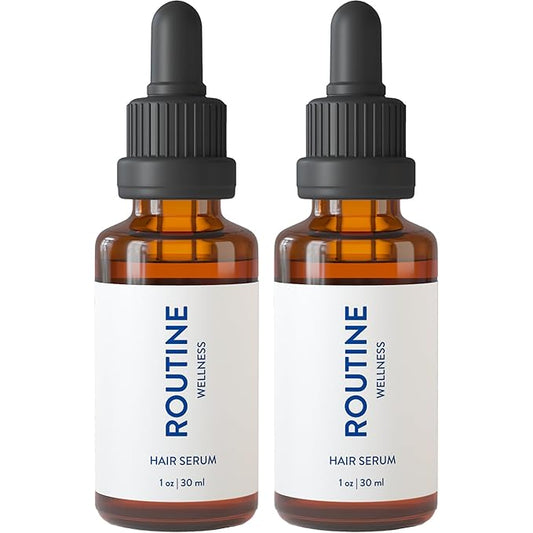 Routine Wellness Hair Treatment Serum for Thinning Hair - Plant-Based Rosemary, Tea Tree & Argan Oils Blend for Strength, Shine & Softer Hair - Clean Ingredients, All Hair Types - 30ml (Pack of 2)