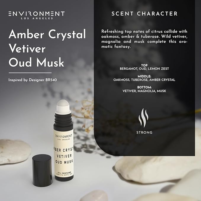 Environment Inspired by Designer Perfume BR540 10ml Roll-on Perfume (Amber Crystal | Vetiver | Oud Musk) Body Oil Fragrance, Roll On Oil, Body Fragrance for Women & Men, Luxury Scents, Cruelty-Free