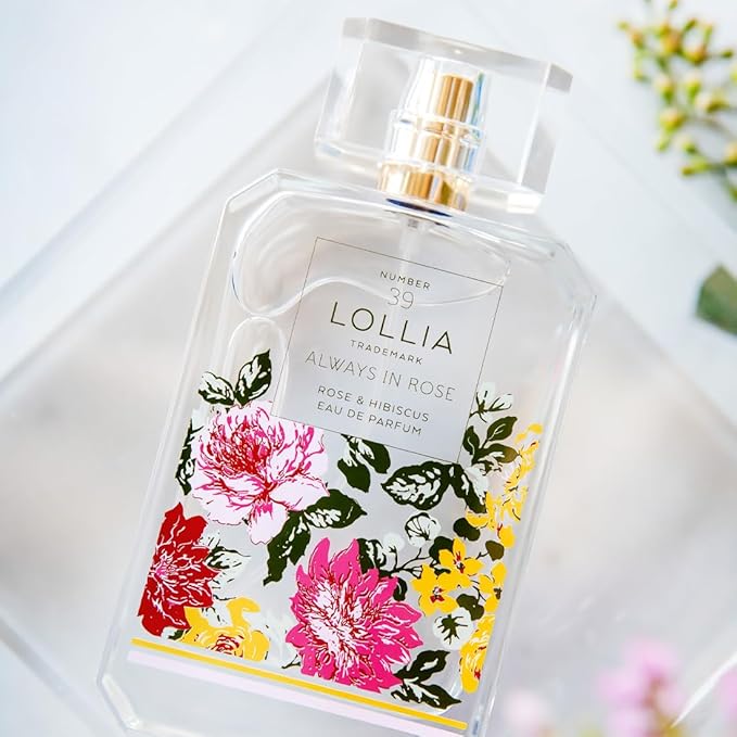 LOLLIA Always in Rose Eau de Parfum, 3.4 fl. oz., Rose & Hibiscus Beautifully Captivating Perfume for Women, Luxury Floral Scented Cologne Spray for Women