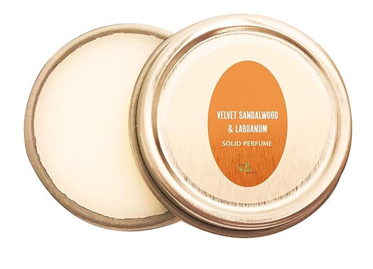 Luxury All Natural | Handmade Solid Perfume | Phthalate-Free | Handmade in USA | Eco-Friendly | Pocket Size 1/4 OZ (Velvet Sandalwood & Labdanum)