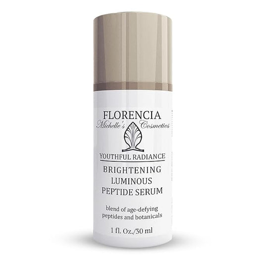 Florencia Brightening Luminous Peptide Serum - Age-Defying Face Serum with Peptides, Sodium Hyaluronate & Organic Botanicals – Helps to Reduce Wrinkles, Illuminate Complexion, 1 Oz