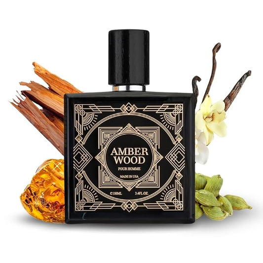 Jean Rish Amber Wood Eau De Toilette - Perfume for Men (3.4 Fl Oz / 100ml) with Cardamom, Sandalwood & Tonka Bean Notes - Long Lasting and Luxury Fragrance