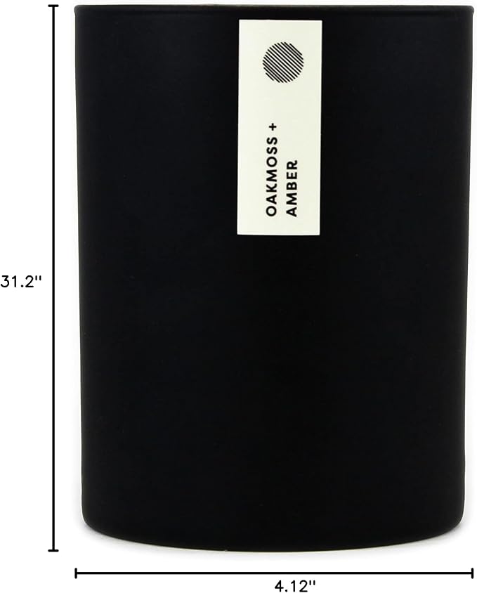 Calyan Wax Co. Oakmoss & Amber Scented Candle - 75 Hour Burn - Luxury Non Toxic Soy Wax Candles - Long Lasting Black Tumbler Jar Candle for Home - 10.2oz