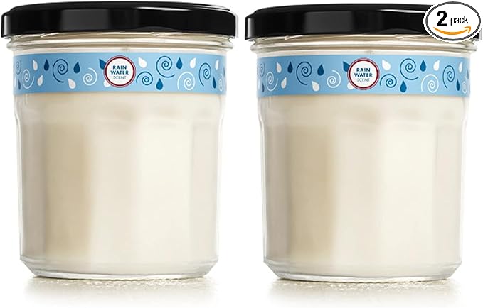 MRS. MEYER'S CLEAN DAY Soy Aromatherapy Candle, 35 Hour Burn Time, Made with Soy Wax and Essential Oils, Rain Water, 7.2 oz - Pack of 2
