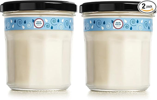 MRS. MEYER'S CLEAN DAY Soy Aromatherapy Candle, 35 Hour Burn Time, Made with Soy Wax and Essential Oils, Rain Water, 7.2 oz - Pack of 2