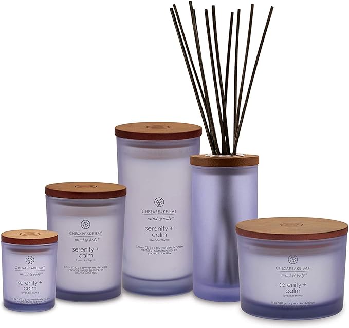 Chesapeake Bay Candle Medium Jar Scented Candle Serenity + Calm (Lavender Thyme) Home Décor Orange Gifting Idea Burn Time of 50 Hours