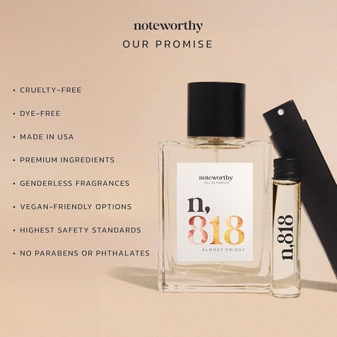 Noteworthy n,818 Almost Friday Eau De Parfum – Jasmine, Milk, Rosewood | Sophisticated, Warm Fragrance for Any Occasion | Long-lasting Unisex Perfume for Women & Men (100ml)
