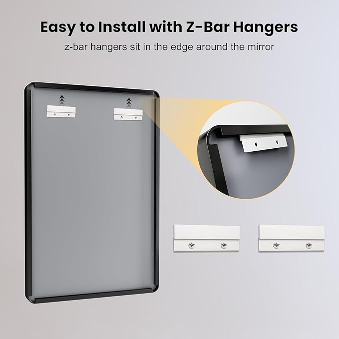 LOAAO 28X32 Inch Black Metal Framed Bathroom Mirror for Wall, Matte Black Bathroom Vanity Mirror Farmhouse, Anti-Rust, Hangs Horizontally or Vertically