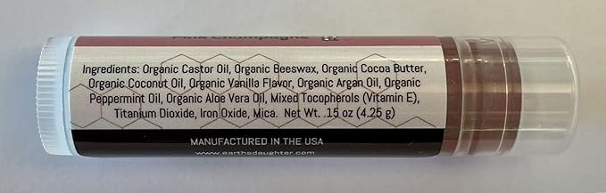 Earth's Daughter Tinted Lip Balm Stocking Stuffers 4-Pack of Pink Champagne Color - Beeswax, Coconut Oil, Cocoa Butter, Vitamin - Moisturize and Beautify - Paraben Free
