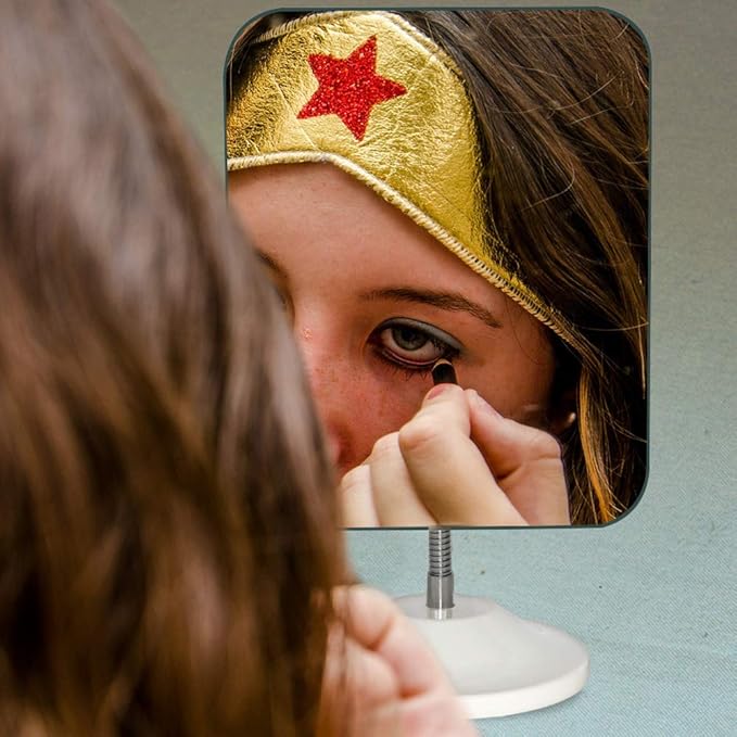 YEAKE Adjustable Flexible Gooseneck Makeup Mirror,360°Rotation Folding Portable Desk Vanity Mirror with Stand Shower Shaving Cosmetic Mirror Square