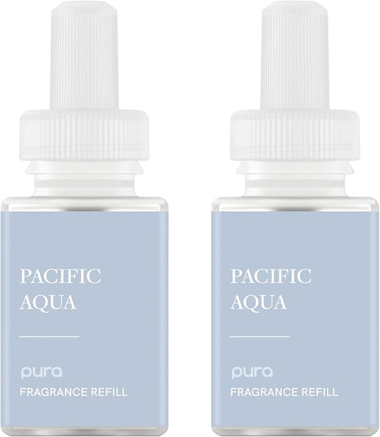 Pura Smart Home Air Diffuser - Smart Air Diffuser - Up to 120-Hours of Luxury Fragrance per Refill - Spring & Summer Fragrance - 2 Pack, Pacific Aqua