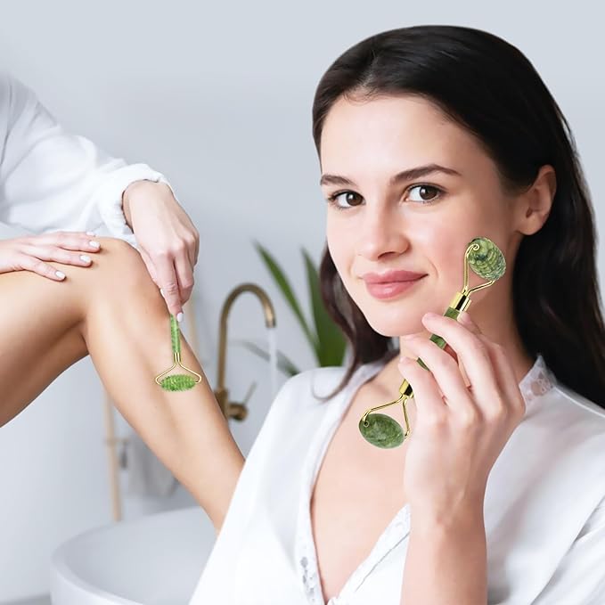 Jade Roller and Gua Sha Set,Gua Sha Facial Tools,Face Roller,Jade Roller for Face,Guasha Tools for Face,Self Care Kit for Men Women