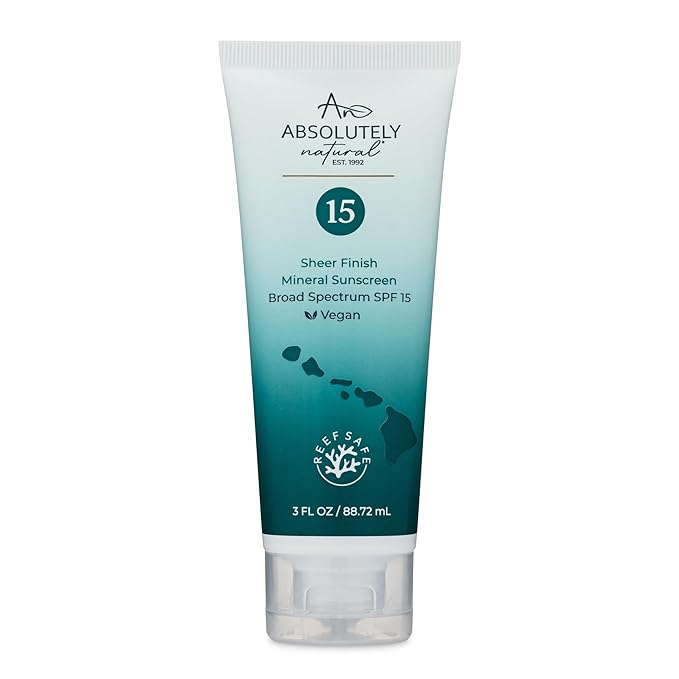 Absolutely Natural - SPF 15 Mineral Sunscreen - Broad Spectrum Water Resistant Moisturizer Lotion For Body & Face - With Non-Nano Zinc Oxide, Vitamin E, & Antioxidants - Made in USA, 3 Oz