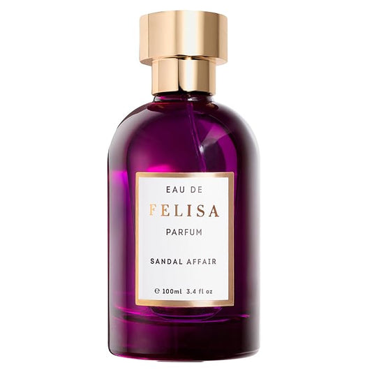 Felisa Sandal Affair Eau de Parfum (3.4 fl oz) – Long Lasting Vegan Woody Perfume, Elegant Bright Fragrance with Bergamot, Cardamom & Sandalwood