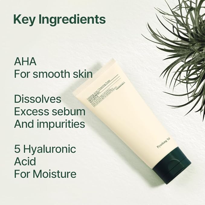 Pyunkang Yul PKY Calming Cleansing Foam, Low pH Formula Facial Wash/Cleanser with Witch Hazel, AHA for oil control- Cica, Tea Tree Extract - Rapid Moisture replenishment 3.38 Fl.oz