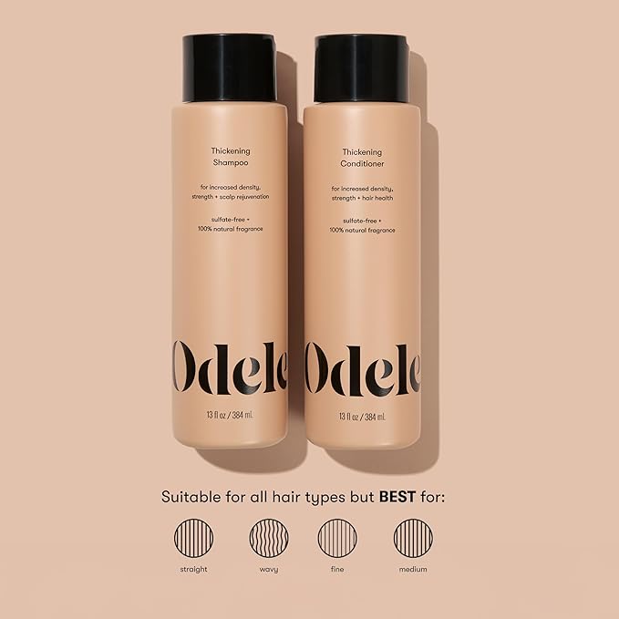 Hair Thickening Shampoo and Conditioner Set, Increases Density & Strength, for Straight or Wavy Hair Types, 13 Fl Oz Each (Pack of 2)