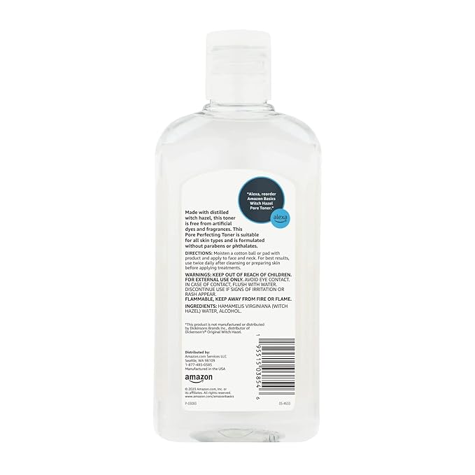 Amazon Basics Witch Hazel Pore Perfecting Toner, 16 Fluid Ounces, 1-Pack
