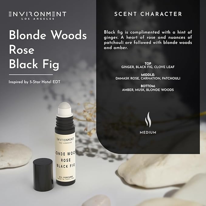 Environment Inspired by 5-Star Hotels EDT 10ml Roll-on Perfume (Blonde Woods | Rose | Black Fig) Body Oil Fragrance, Roll On Oil, Body Fragrance for Women & Men, Luxury Scents, Vegan & Cruelty-Free