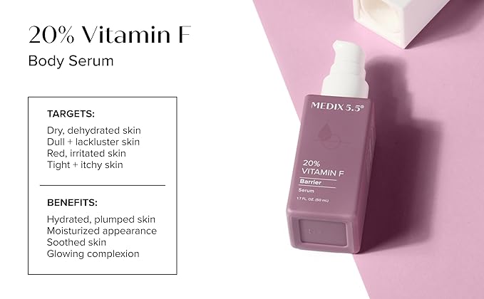 MEDIX Body & Face Moisturizer 20% Vitamin F Oil Body Booster & Face Serum | Concentrated Vitamin F + Vitamin E Oil Skin Care Super Serum For Crepey Skin & Protecting Skin Barrier, 2-Pack