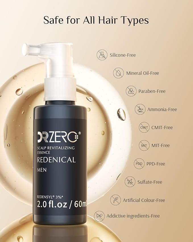 DR ZERO Men's Hair Growth Serum, Japanese Hair Care, Volumizing High-Performance Hair Thickening, with 3% Redensyl® & Nano-Tech Improves Thinning, Sulfate & Silicone-Free, No Side Effects, 2 oz