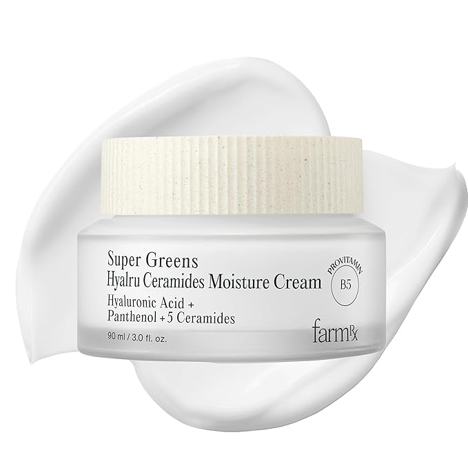 Farm Rx Super Greens Hyalru Ceramides Moisture Cream (3fl oz) - Rich Moisturizer, Strengthen Moisture Barrier, Deep Hydration. Korean Skin Care. Hyaluronic Acid, Panthenol, Vegan.