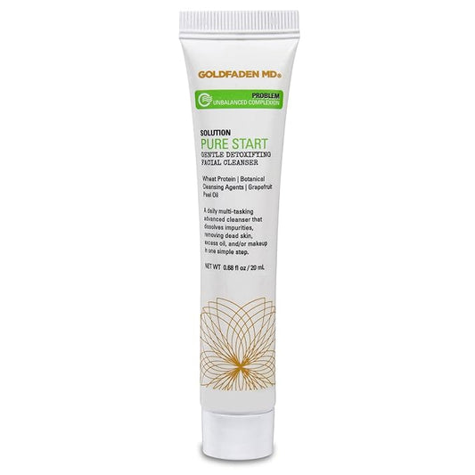 GOLDFADEN MD Pure Start Gentle Detoxifying Natural Facial Cleanser Grapefruit Peel Oil, Organic Red Tea Extract, Seaweed Extract, Rose Hip Seed Oil TRIAL .67 Fl Oz
