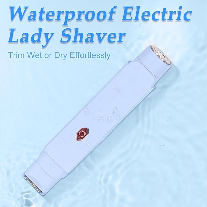 2-in-1 Bikini Trimmer for Women & Electric Women's Shaver,Rechargeable,Gentle Hair Removal for Sensitive Skin(Blue)