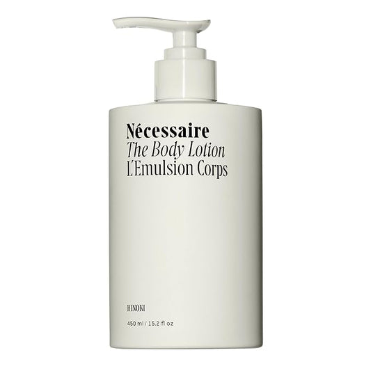 Nécessaire The Body Lotion with Pump – Hinoki Scented Body Moisturizer with Peptides, Niacinamide, Vitamins C/E & Omega 6/9 – Skin-Firming Daily Hydration – Dermatologist-Tested, Vegan – 15.2 oz